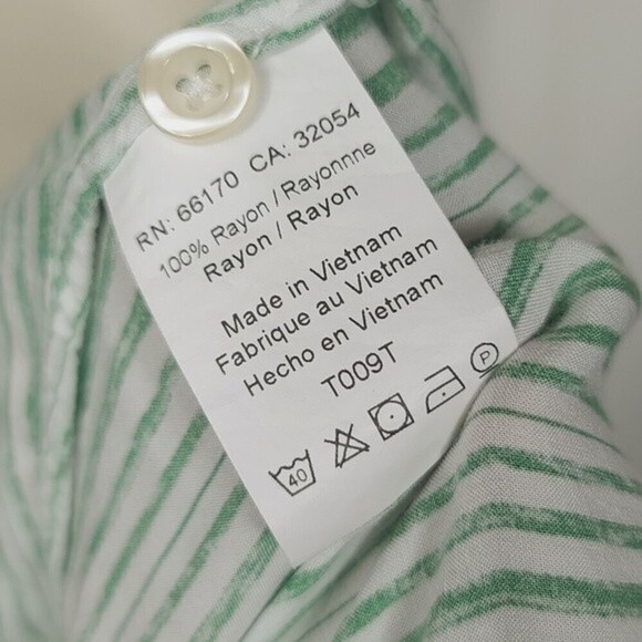 Anthropologie 11.1 Tylho Percy Striped Green White Button Down Tunic Top M - Picture 7 of 8